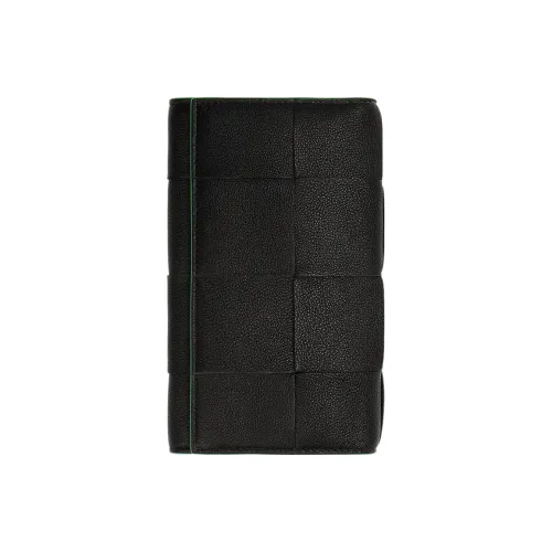 Bottega Veneta Телячья кожа с овечьей шкурой кошелек мужской черный зеленый