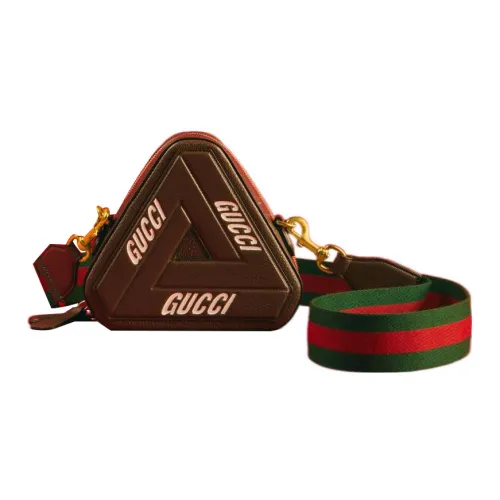 GUCCI PALACE Коллаборация Кожаная Сумка через плечо Сумка на плечо Маленькая Унисекс Коричневый Эбеновый