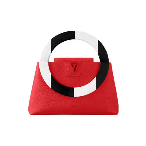 LOUIS VUITTON Capucines Taurillon Кожа с Коровьей кожей And Смола Комбинированная Capson Сумка Средний Женская Черный Красный Белый