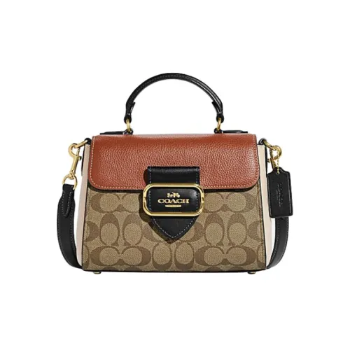 COACH Morgan Искусственная кожа кожа через плечо сумка маленькая женская коричневый и ржавый