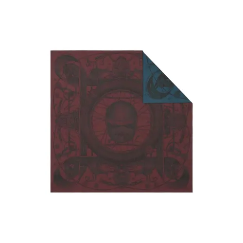 HERMES Шелковые шарфы Burgundy/Blue Мужской