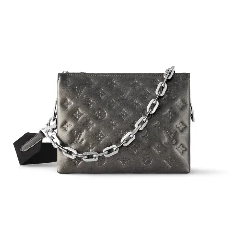 LOUIS VUITTON Coussin Овечья кожа кожа портативный сумка через плечо маленькая женская антрацитовый серый