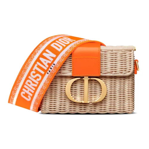 DIOR 30 Montaigne Collection Ручная сумка через плечо из прутьев ивы и коровьей кожи женский натуральный цвет оранжевый