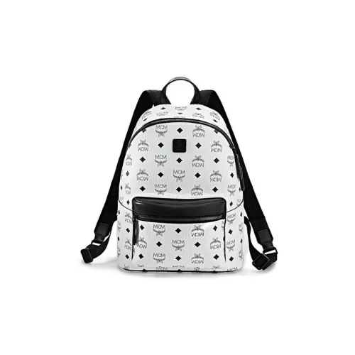 MCM Покрытый холст Рюкзак Маленький Унисекс Белый