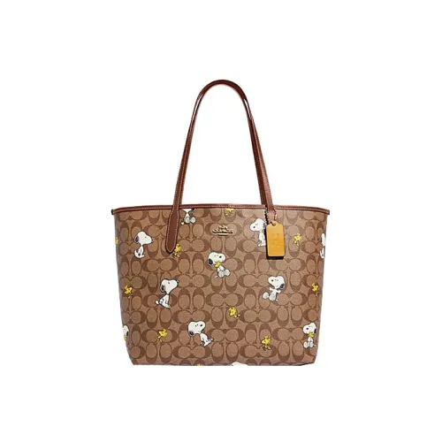 COACH Dempsey Искусственная кожа Тоут Сумка Сумка для покупок Сумка Сумка через плечо Женская Коричневая