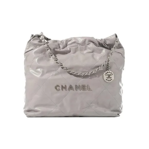 CHANEL 22Bag Коровья кожа Тоут Сумка Сумка для покупок Сумка Сумка через плечо Маленькая Женская Серо-серебристая Буква