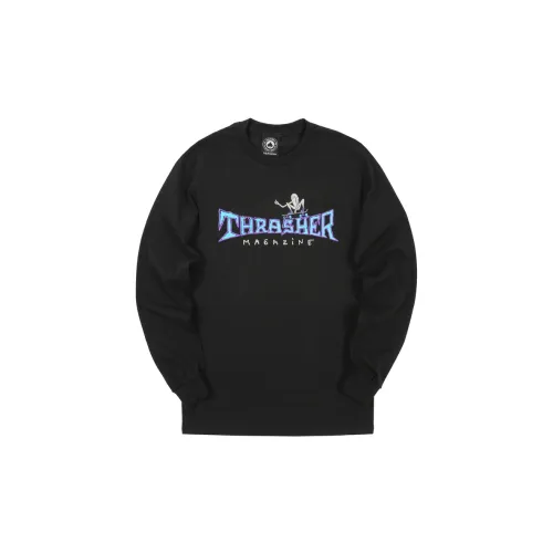 Thrasher Длинный рукав T-рубашка версия для США унисекс черный