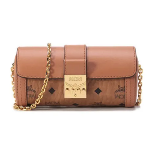 MCM Tracy Visetos Кожа Цилиндрическая Сумка Сумка через плечо Сумка на плечо Женская Коричневый Коньяк