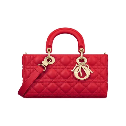 DIOR LADY D JOY Sheepskin Сумка Lady Dior Сумка через плечо Сумка среднего размера Женская Малиновая