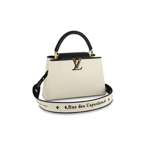 LOUIS VUITTON Capucines Воловья кожа Пэчворк Холст Капусин Через плечо Тоут Сумка Одно плечо Средний Женский Экрю