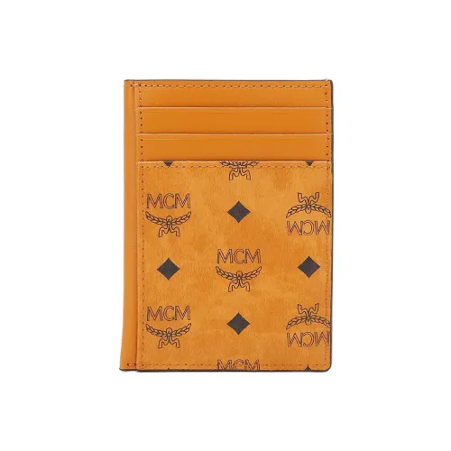 MCM Essential Visetos Origina Покрытый холст Держатель для карт и визиток Мини Мужской Коньяк