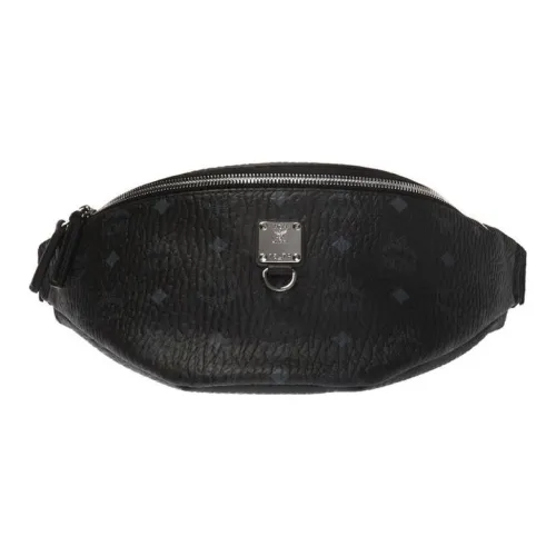 MCM Fursten Visetos Холст Одно Плечо Через Плечо Бананка Средний Унисекс Черный