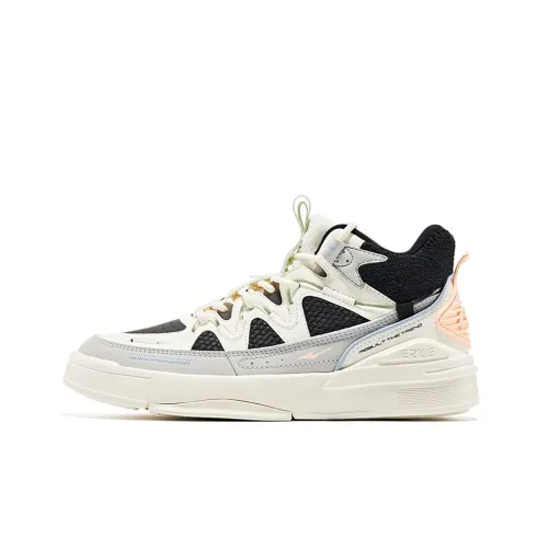 Erke Ландшафт Теплоизоляционный Slip-Resistant и Устойчивый к Износу MID Топ Скейтборд Кроссовки Женские Черный Белый