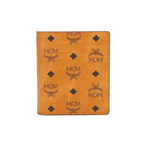 MCM Кожа Кошелек Держатель для карт Мини Женский Коньячный Коричневый