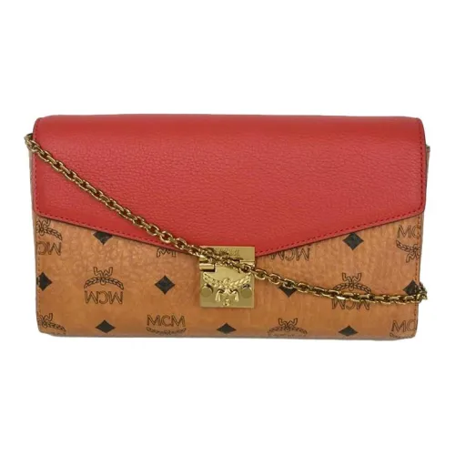 MCM Patricia Visetos ПВХ с откидной крышкой Конверт Сумка Плечевая Сумка Женская Красная Коричневая Коньячная