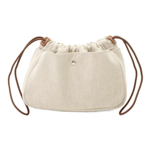 HERMES Garden Party Холст Телячья кожа Сад Сумка Холст Вкладыш Клатч Женский Бежевый