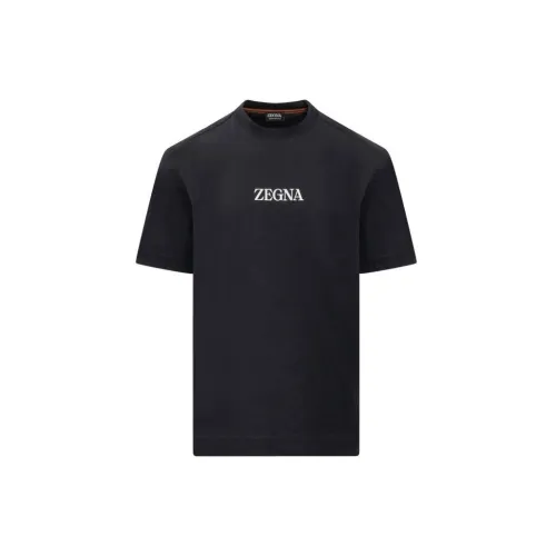 Ermenegildo Zegna Темно-синие мужские футболки T