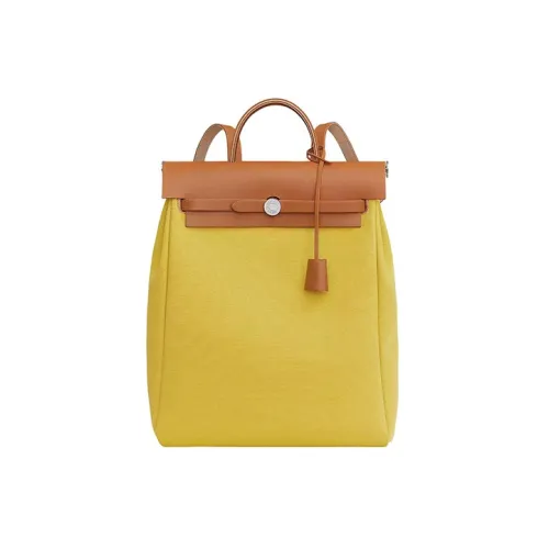 HERMES Herbag Холст с кожей Сумка Рюкзак Женские Citron Naturel Лимон Натуральный цвет