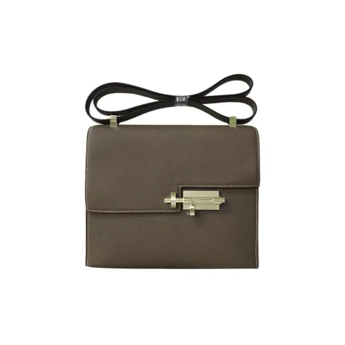 HERMES Verrou Epsom Телячья кожа Verrou Сумка Сумка через плечо Женская 18 этуп слоново-серый