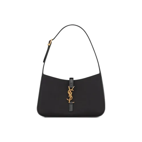 SAINT LAURENT LE5A7 Ткань с коровьей кожей Хобо Сумка Сумка Сумка через плечо Стандартная Женская Черная