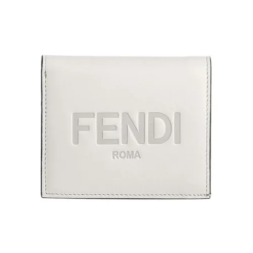 FENDI Телячья кожа Монета Кошелек Кошелек Маленький Женский Белый