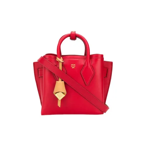 MCM Millie Visetos Кожа Пельменная Сумка Сумка Мини Женская Красная