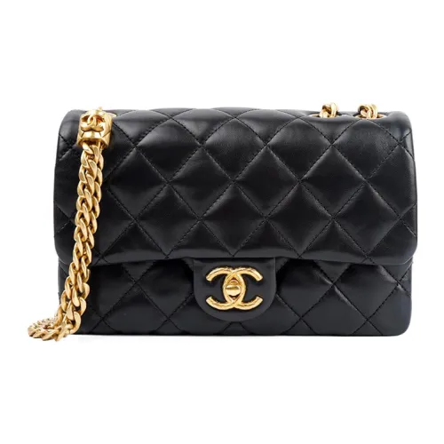 CHANEL 22K Осень и Зима Овчина Flap Bag Маленькая Квадратная Сумка Сумка через плечо Маленькая Женская Черная