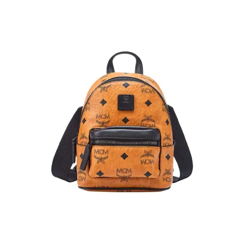 MCM Stark Visetos Кожа Сумка через плечо Мини Женская Коньячный Коричневый Черный