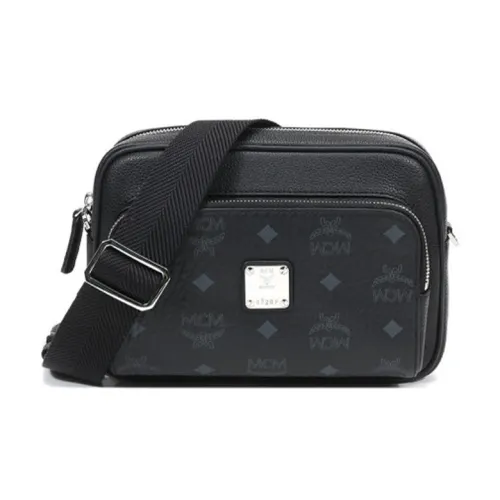 MCM Klassik Visetos Ткань с кожаными вставками Сумка через плечо Маленькая Женская Черная