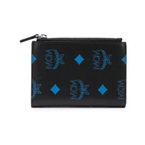 MCM Visetos Покрытый холст Кошелек для монет кошелек держатель для карт Мини Мужской Черный и Синий