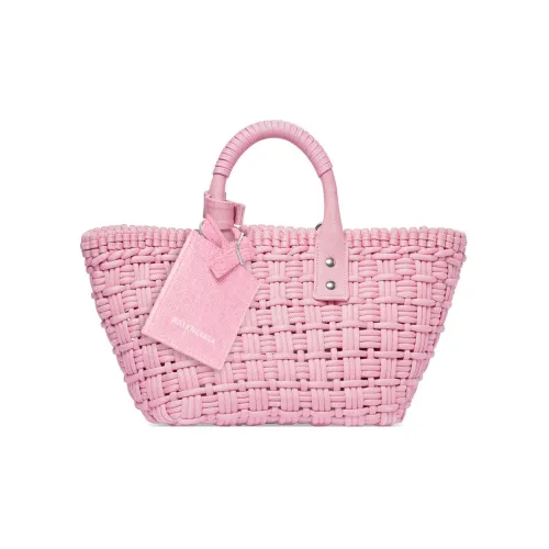 Balenciaga Bistro Выстиранный деним Хлопок Корзина Сумка Сумка через плечо Сумка Экстра Маленькая Женская Розовая