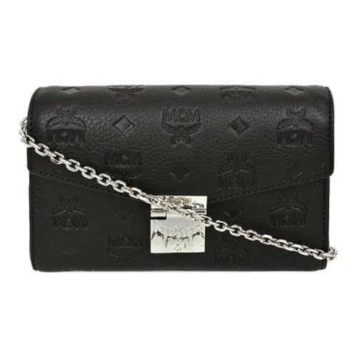 MCM Millie Visetos Коровья кожа Сумка через плечо Женская Черная