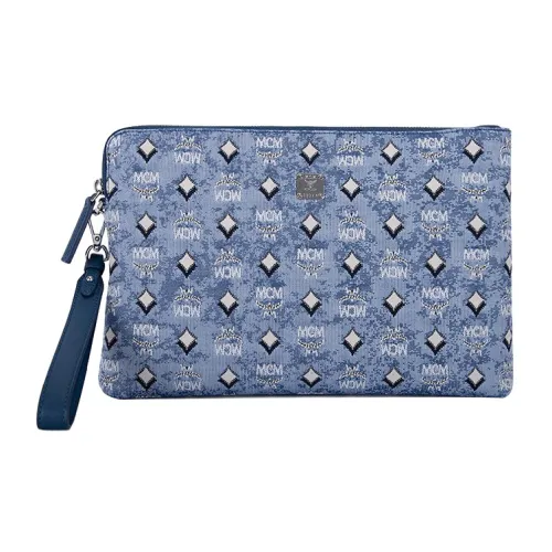 MCM Vintage Monogram Кожа Ткань Клатч Женские Синий