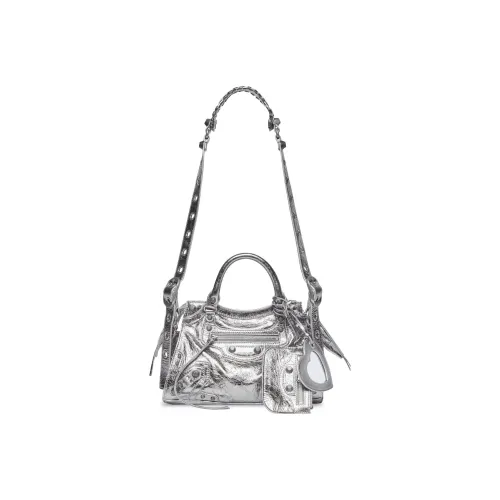 Balenciaga Neo Cagole Arena Овечья кожа Сумка через плечо Сумка Экстра маленькая Women's Silver