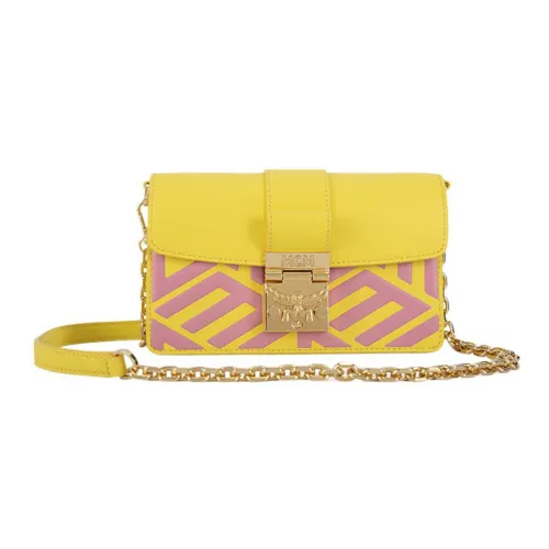 MCM Телячья кожа Сумка через плечо Мини Женская Желтая Многоцветная