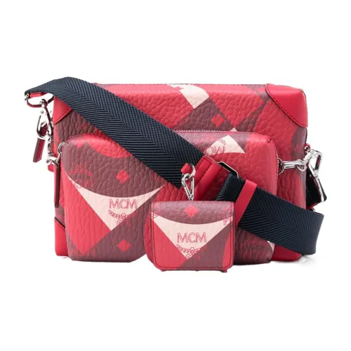 MCM Soft Berlin Visetos Искусственная кожа Сумка через плечо Маленькая Мужская Красная