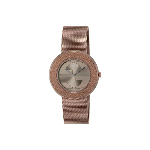 GUCCI Кварцевые часы механизм ремешок из нержавеющей стали циферблат цвета кофе женские