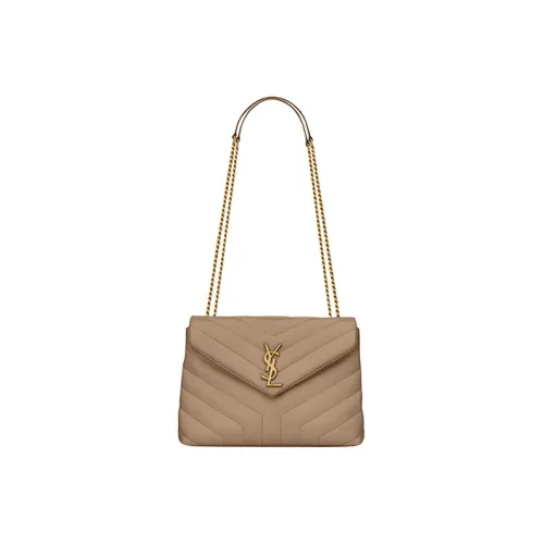 SAINT LAURENT LOULOU Телячья кожа Портативная Сумка через плечо Сумка на плечо Женская Серый Коричневый