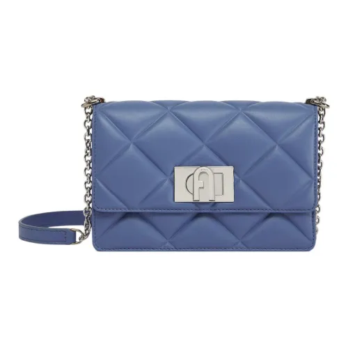 Furla 1927 Collection Полированная Мягкая Подушка Кожа Наппа Сумка через плечо Сумка на плечо Мини Женская Синяя