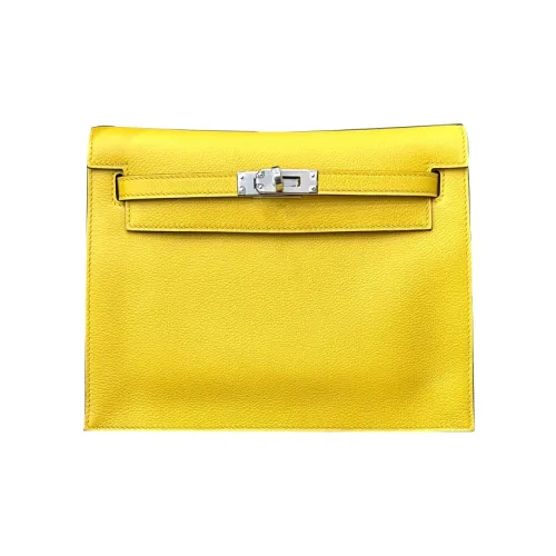 HERMES Kelly Danse Evercolor Телячья кожа Одно плечо Через плечо Клатч Женские 9O Jaune DE Неаполитанский желтый
