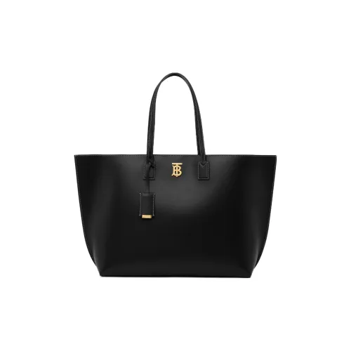 Burberry Монограмма Телячья кожа Тоут Сумка Сумка для покупок Сумка на плечо Сумка Большая Женская Черная