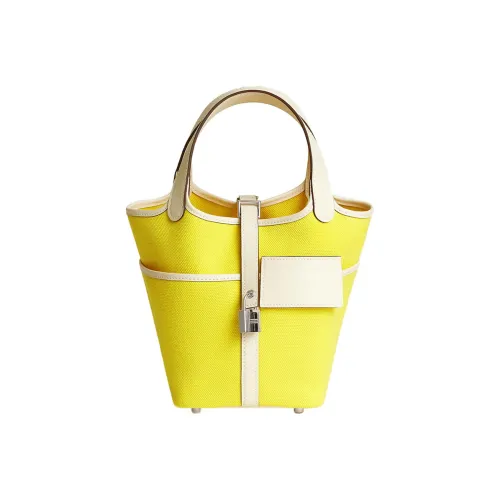 HERMES Picotin Lock Goeland Холст Swift Телячья кожа Сумка из холста Сумка-ведро Карманная сумка Корзинка-сумка Сумка