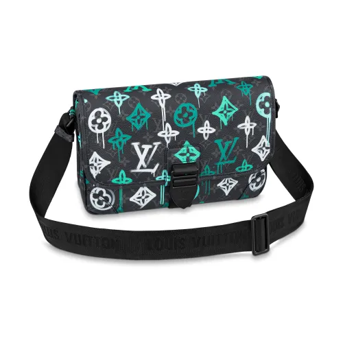 LOUIS VUITTON Archy Покрытый холст с коровья кожа комбинированная курьерская сумка сумка через плечо средний размер мужская