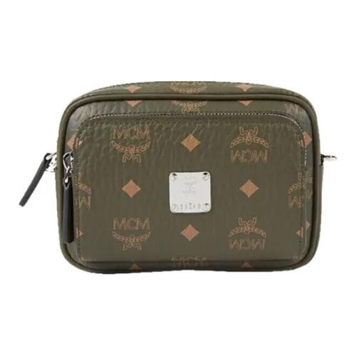 MCM Klassik Visetos Искусственная кожа Сумка через плечо Экстра мини Мужская Сосновый зеленый
