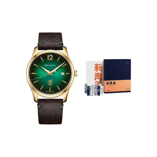 Sea Gull Новый Юность Автоматический Механический Механизм Часы Мужские Зеленый Циферблат 519,97.6143