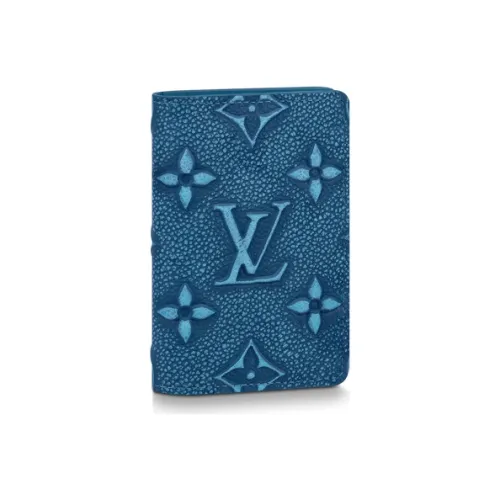 LOUIS VUITTON Коровья кожа Держатель для карт кошелек Мужской Синий