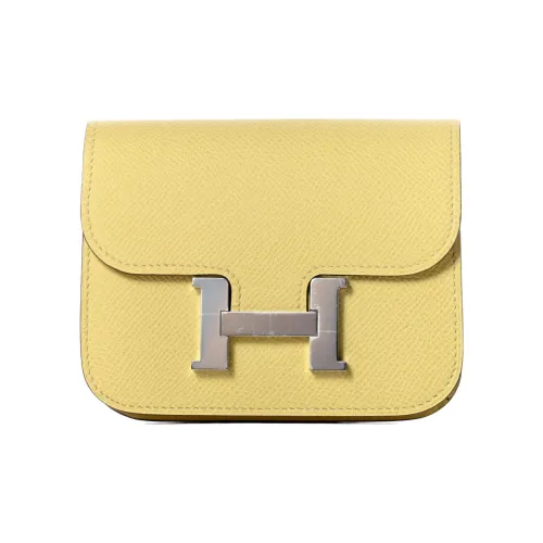 HERMES Constance Slim Epsom Телячья кожа Клатч Кошелек Бананка Женские 1Z Jaune Poussin Цыплячий желтый