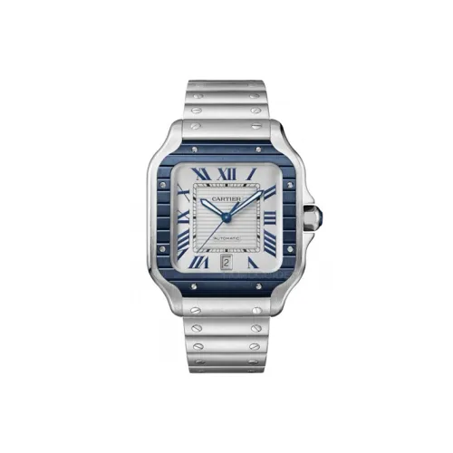 Cartier Часы Santos De Cartier Большая Модель, Механизм С Автоматическим Подзаводом, Сталь, PVD-покрытие, 2 Сменных Браслета: Браслет Из Металла И Ремешок Из Каучука