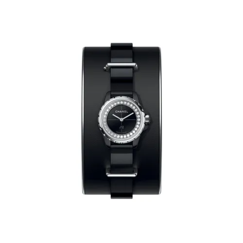 CHANEL Наручные часы Кварцевый механизм Коровья кожа Ремешок Черный циферблат Женские
