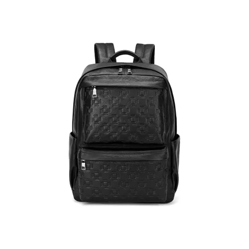 NOMK Рюкзак из крупнозернистой текстуры коровьей кожи большой унисекс черный